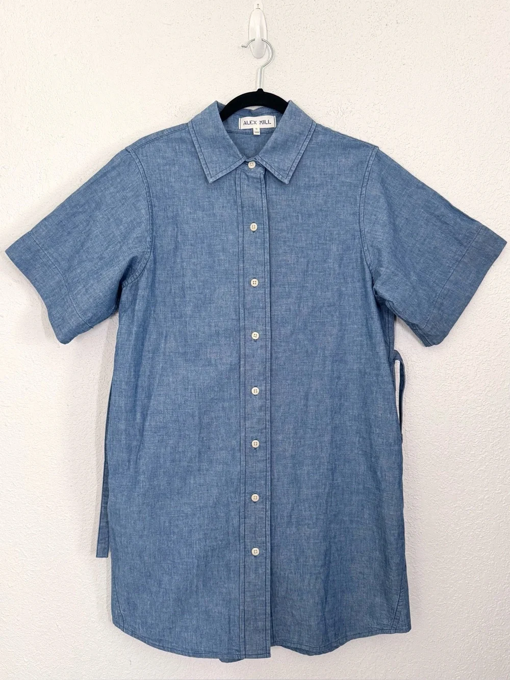 ALEX MILL Julia Denim Chambray Button Down Cotton Mini Shirt Dress Size Small